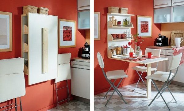 Очень хорошая идея - складная мебель на кухне площадью 5 квадратных метров 