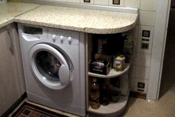 Как разместить стиральную машину в маленькой кухне