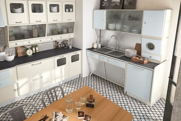 Современная мебель для кухни выполненная в ретро стиле