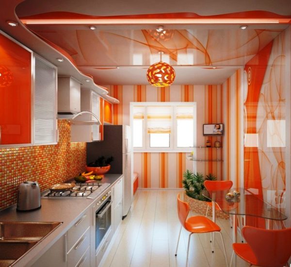 Дизайн кухни с оранжевой мебелью
