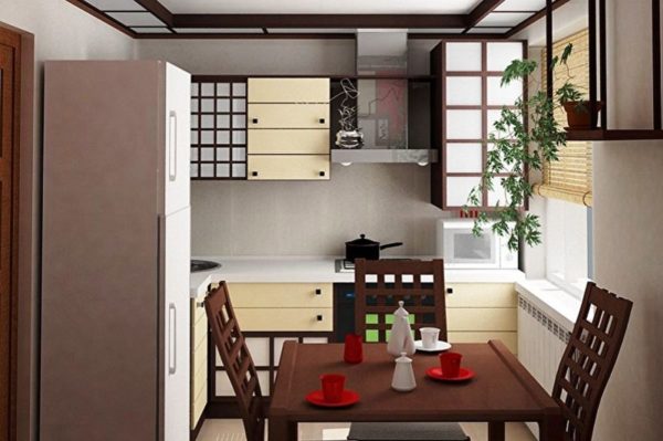 Японский стиль - отличное решение в качестве дизайна кухни в хрущевке