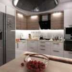 Еще пример установки встроенной техники даже с большим холодильником