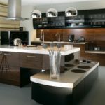 современная кухня модульной мебели в стиле хай-тек