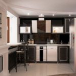 Еще фото интересного дизайна малогабаритной кухни 5 м кв. совмещенной с жилой площадью