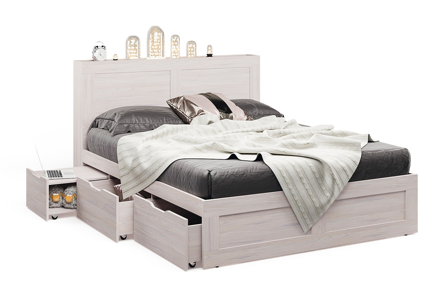 кровать двуспальная деревянная с ящиками