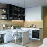 Малогабаритная кухня совмещенная с гостиной