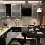 Барные стулья удачно вписываются в обеденное пространство маленькой кухни