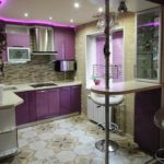 Барная стойка в обеденной зоне маленькой кухни 2