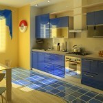 Интерьер синей кухни