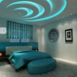 красивый узор на потолке из гкл в спальне