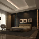 потайной свет на потолке из гкл в спальне