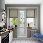 шторы на кухню с балконной дверью